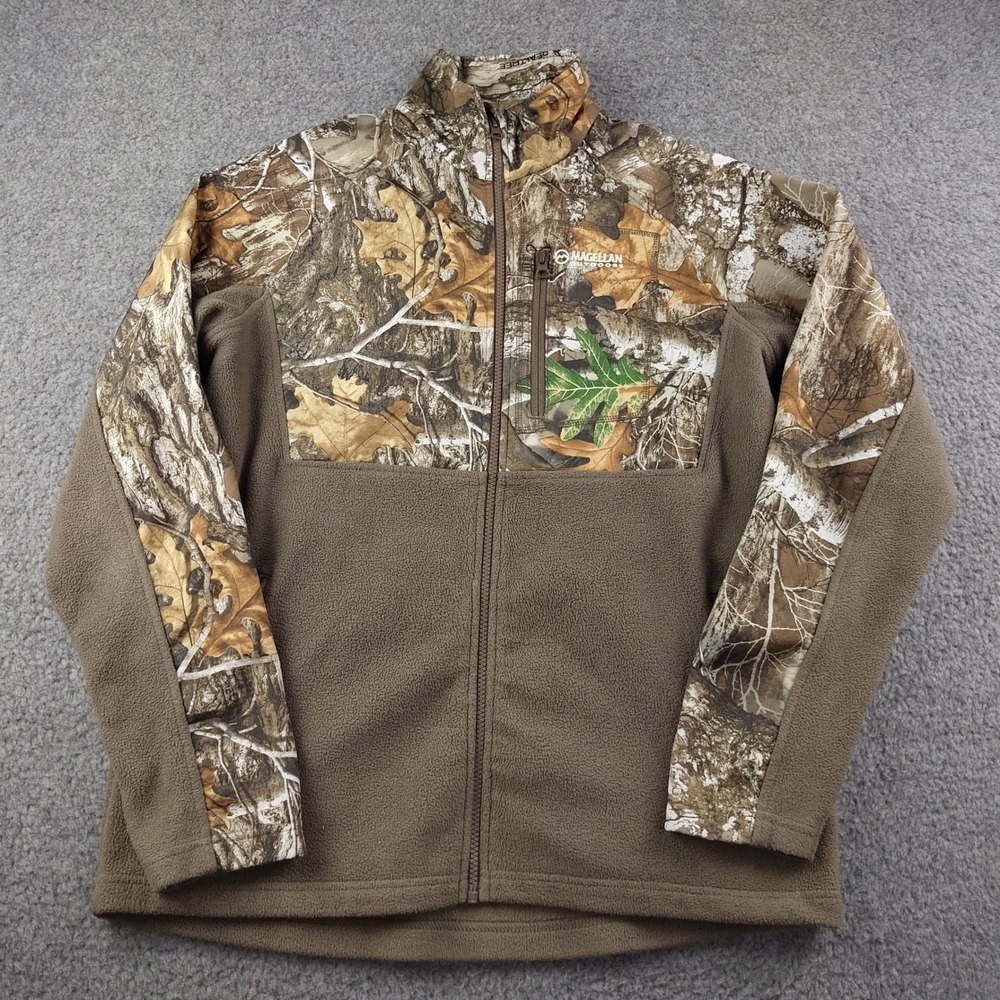 Magellan Outdoors Jacket Mens Small Realtree Edge Camo Fleece Brown EUC
